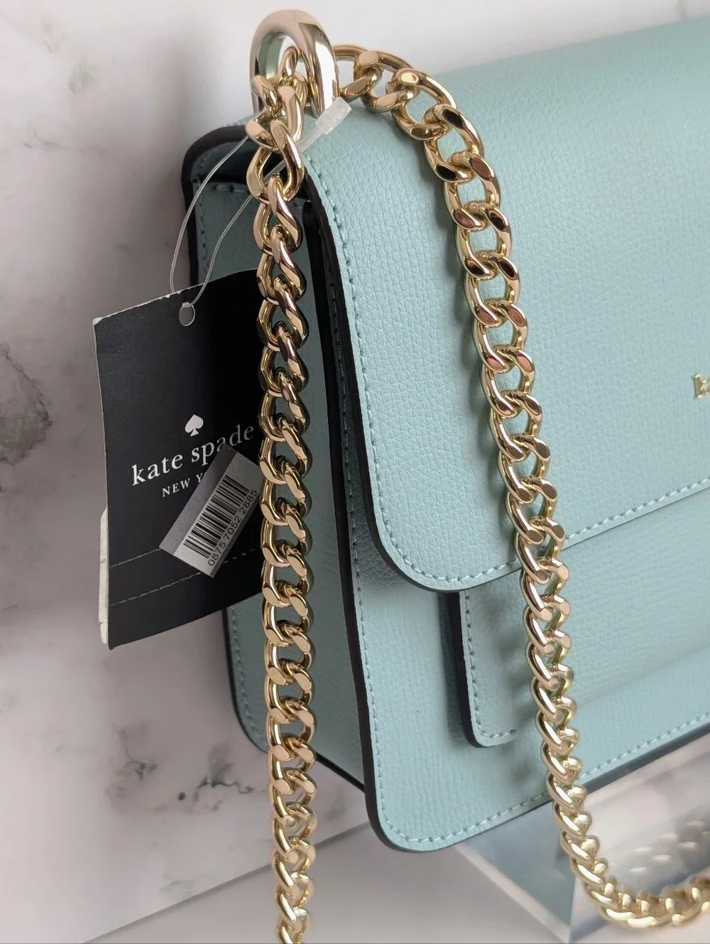 NWT Kate Spade Remi Flap Chain Crossbody Bag Wild Sage Aqua Blue Leather